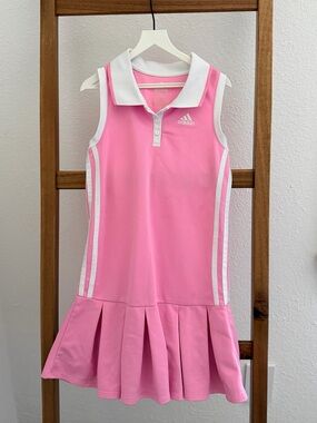 adidas Pink and White Sleeveless Polo Tennis Dress